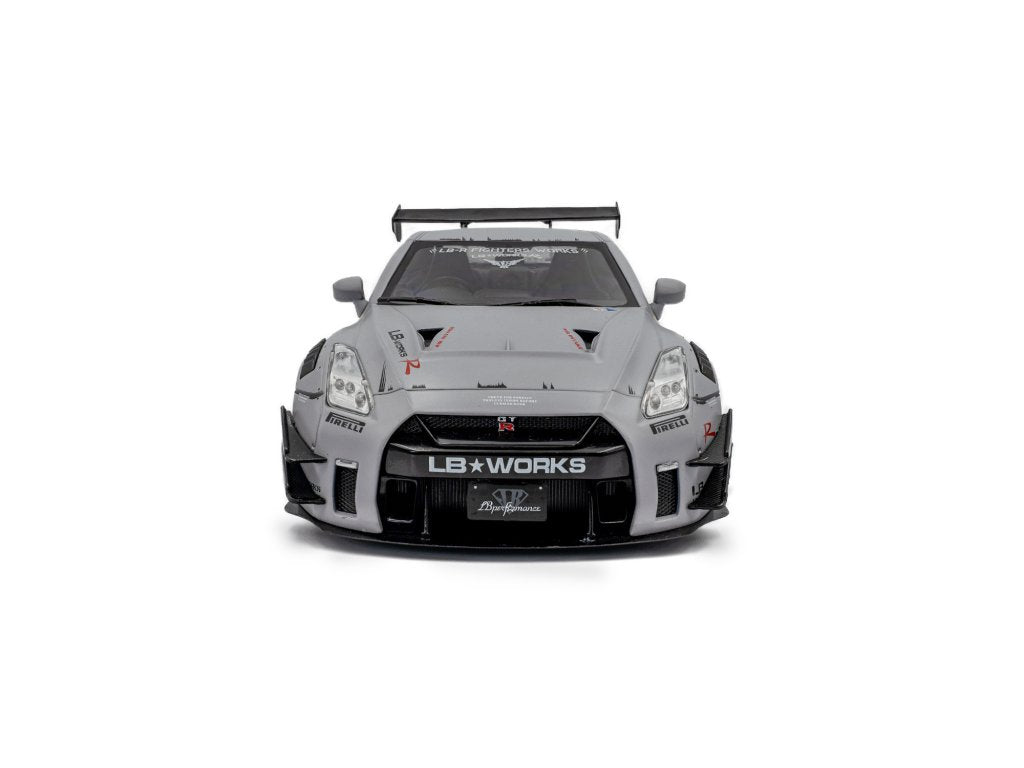 Solido 1:18 Diecast - 2024 Nissan GT-R (R35) w/Liberty Walk Body Kit Type 2.0 with Kato Figure, Grey - S1805821