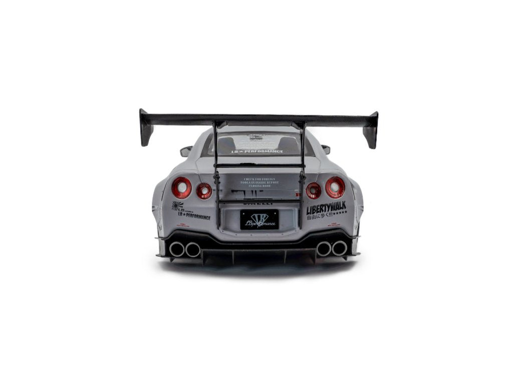 Solido 1:18 Diecast - 2024 Nissan GT-R (R35) w/Liberty Walk Body Kit Type 2.0 with Kato Figure, Grey - S1805821