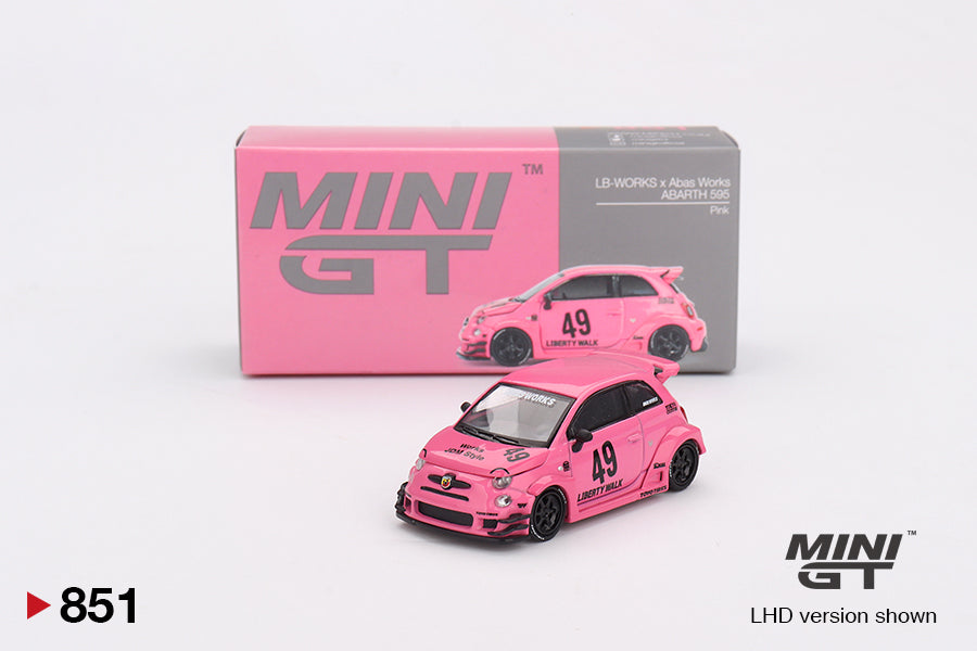 Mini GT 1:64 Diecast - FIAT ABARTH 595 LB-WORKS X ABAS WORKS, PINK (RHD) - MGT00851-R