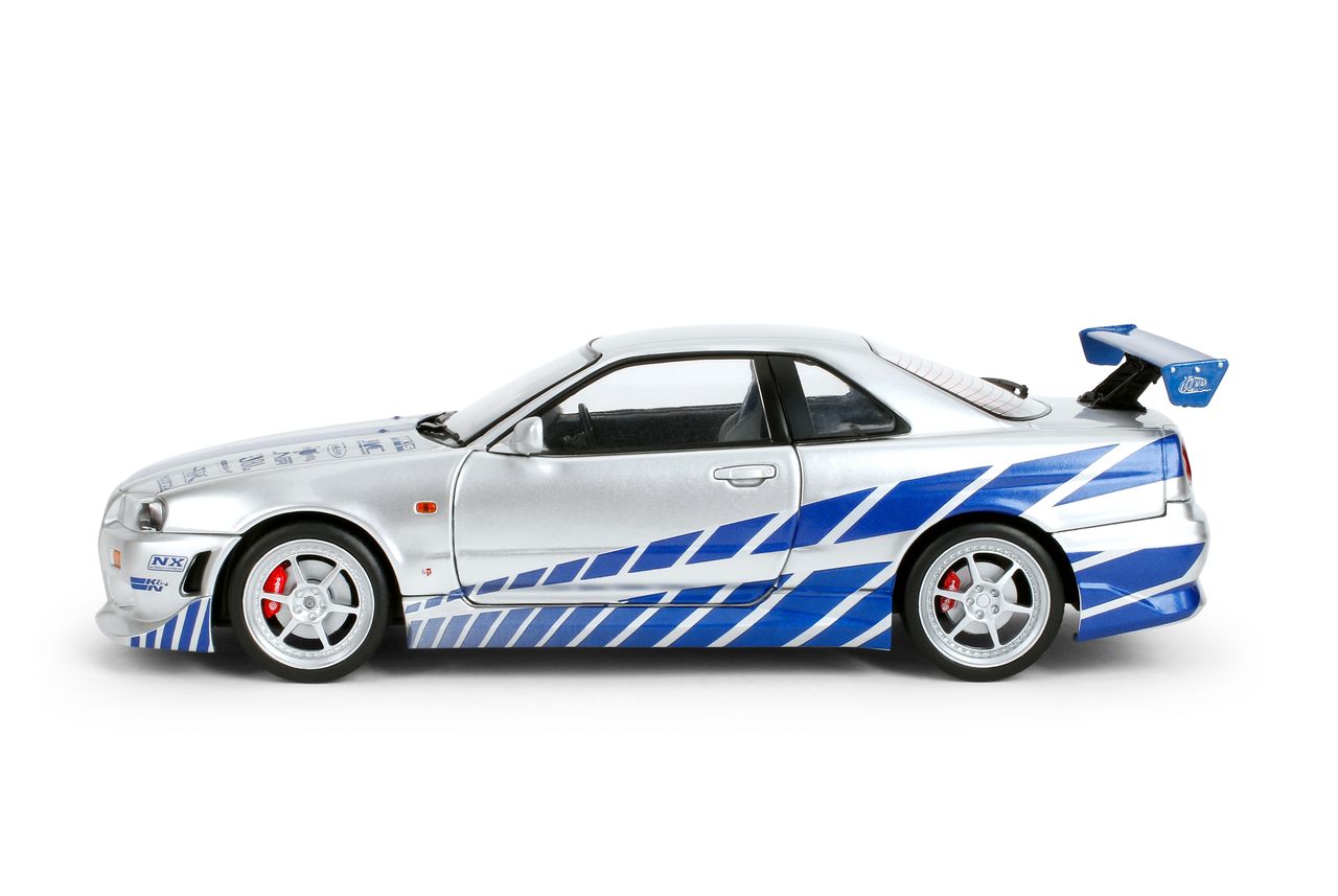 Jada Diecast - 1:18 Brian's Nissan Skyline GT-R (BNR34) "Fast & Furious" Silver/Blue- 37771