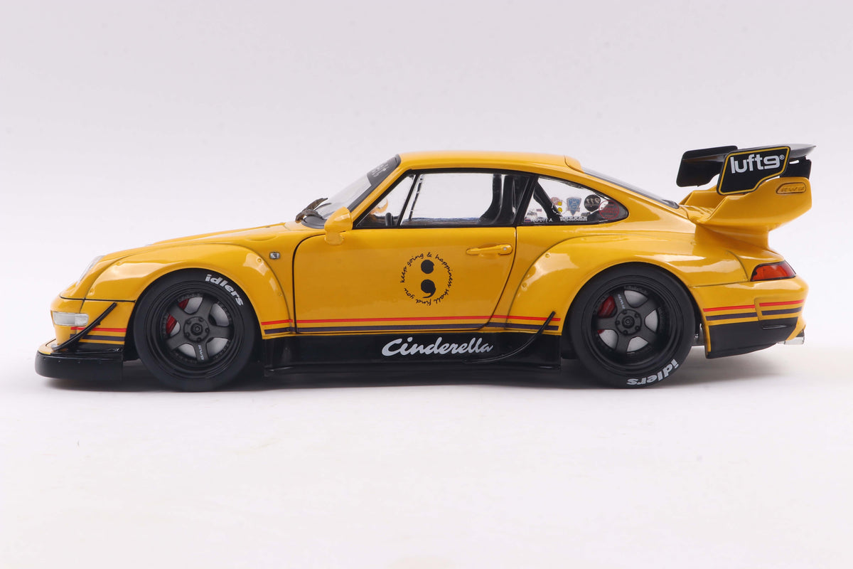 SOLIDO 1:18 Scale Diecast - 2020 Porsche 911 RWB Cinderella, Yellow - S1808507
