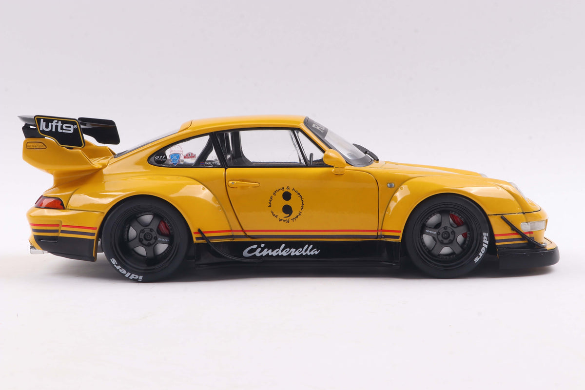 SOLIDO 1:18 Scale Diecast - 2020 Porsche 911 RWB Cinderella, Yellow - S1808507