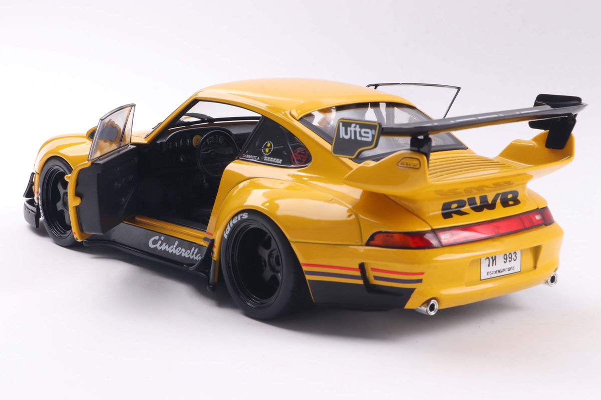 SOLIDO 1:18 Scale Diecast - 2020 Porsche 911 RWB Cinderella, Yellow - S1808507