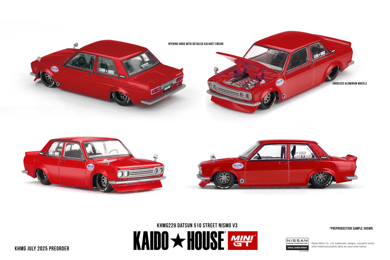 Mini GT 1:64 Scale Kaido House Datsun Street Nismo V3, Red - KHMG229