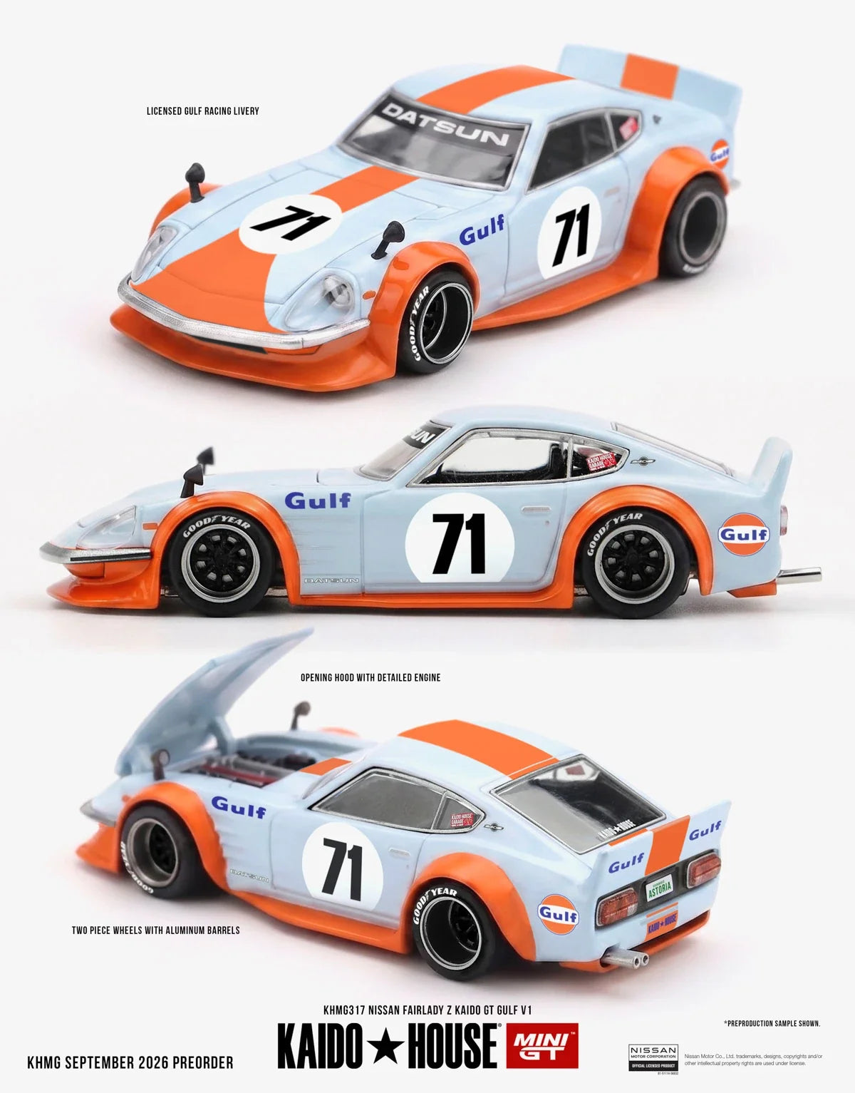 Mini GT 1:64 Kaido House - NISSAN FAIRLADY Z KAIDO GT GULF V1 - KHMG317