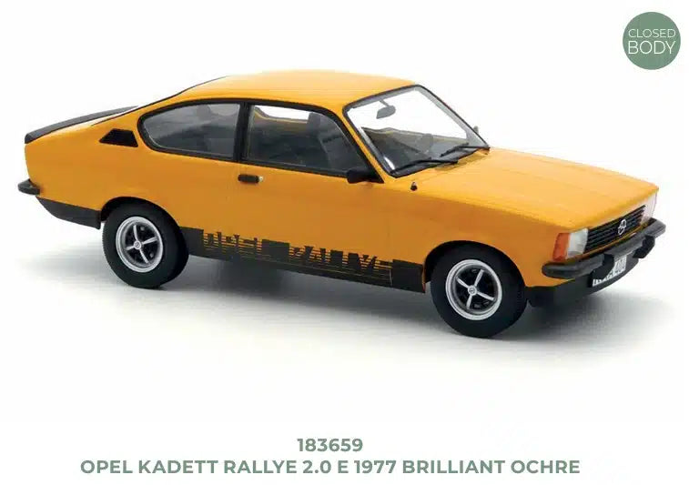 Norev 1:18 Scale Diecast Model Car - 1978 Opel Kadett C Coupe 2.0 E Rallye in Brilliant Ochre - 183659