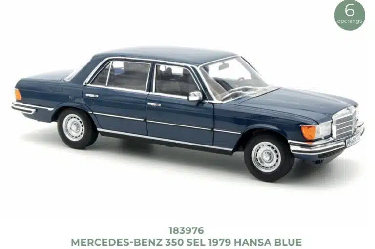 Norev 1:18 Scale Diecast Model Car - 1954 Mercedes-Benz 350 SEL, Hansa Blue - 183976