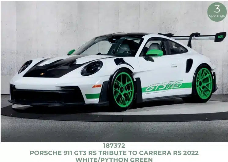 Norev 1:18 Scale Diecast Model Car - 2022 Porsche 911 (992) GT3 RS “Carrera RS Tribute” White and Python Green  - 187372
