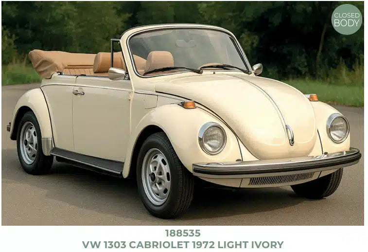 Norev 1:18 Scale Diecast Model Car - 1972 Volkwagen 1303 Cabriolet, Light Ivory - 188535