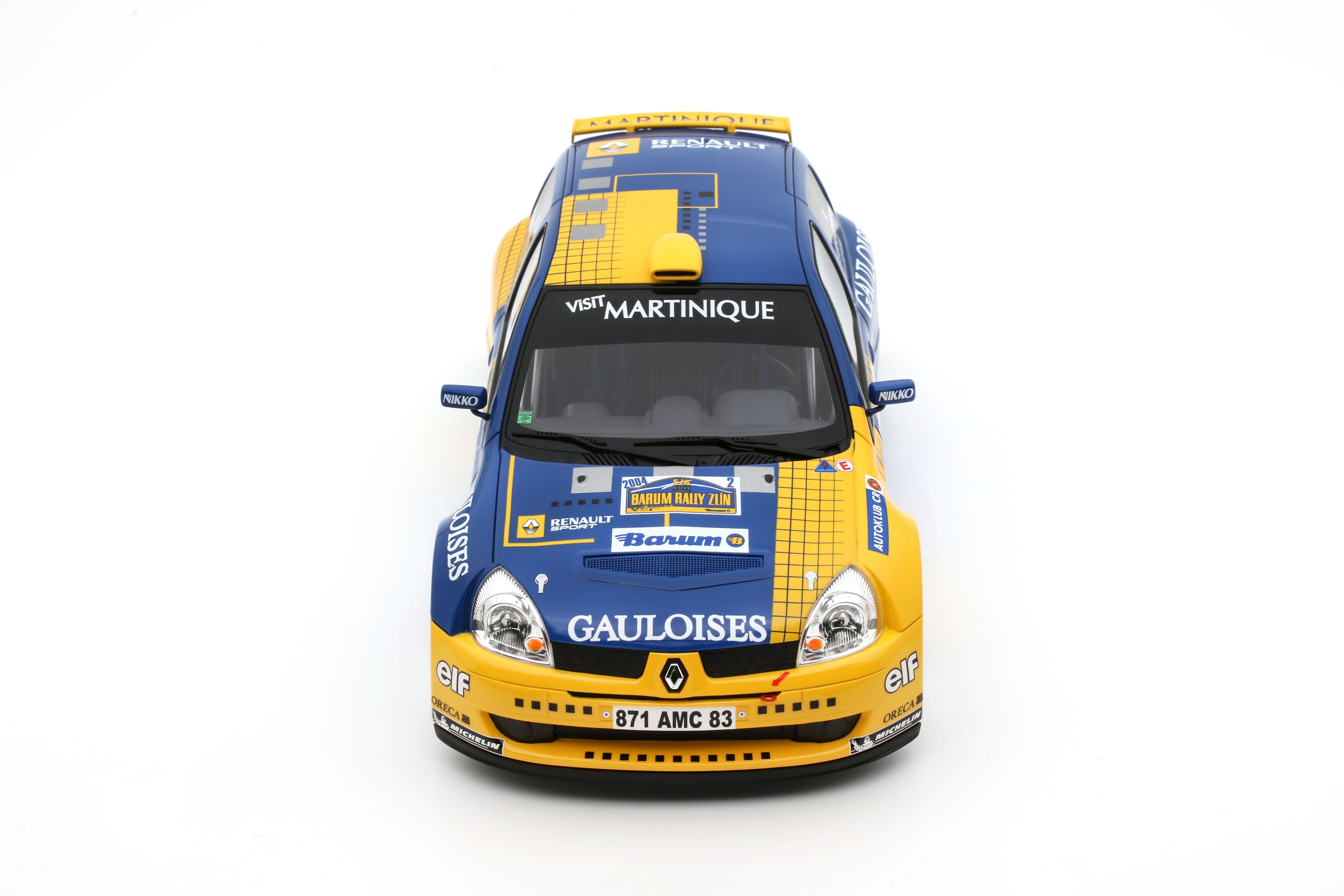 OTTO 1:18 Scale Resin - Renault Clio S1600, Barun Rally Zlin 2004  - Blue/Yellow - OT1152