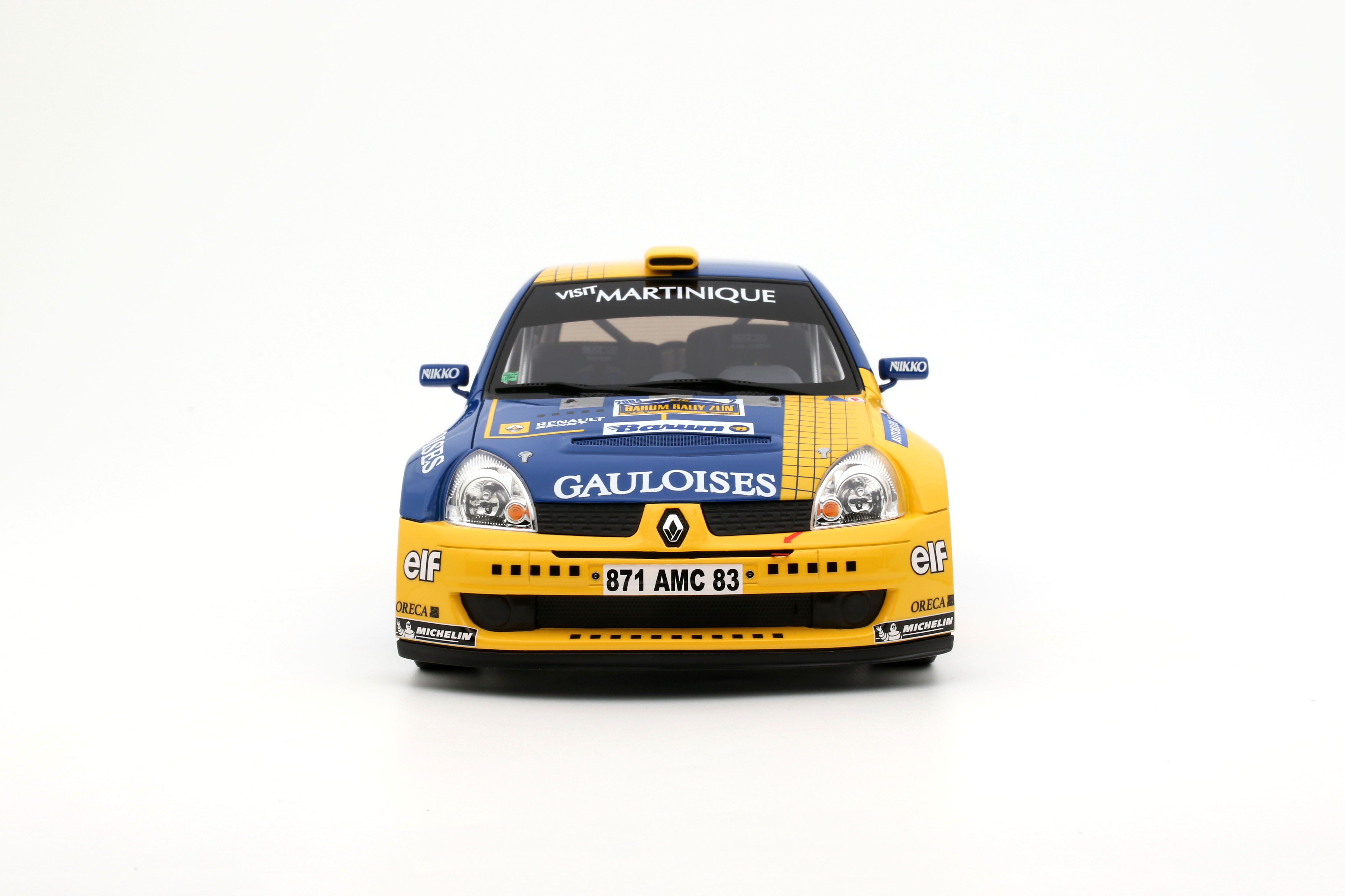 OTTO 1:18 Scale Resin - Renault Clio S1600, Barun Rally Zlin 2004  - Blue/Yellow - OT1152