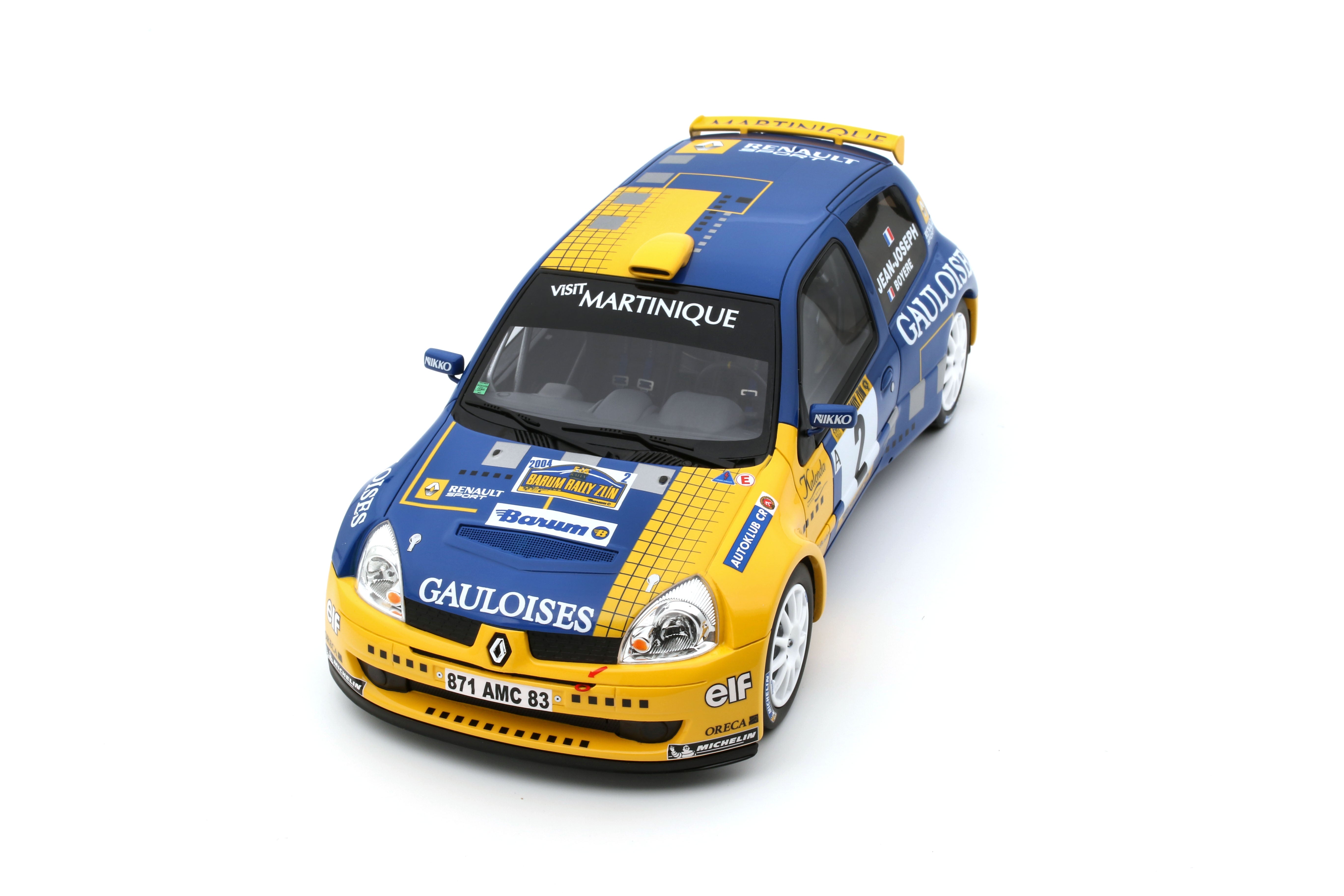 OTTO 1:18 Scale Resin - Renault Clio S1600, Barun Rally Zlin 2004  - Blue/Yellow - OT1152