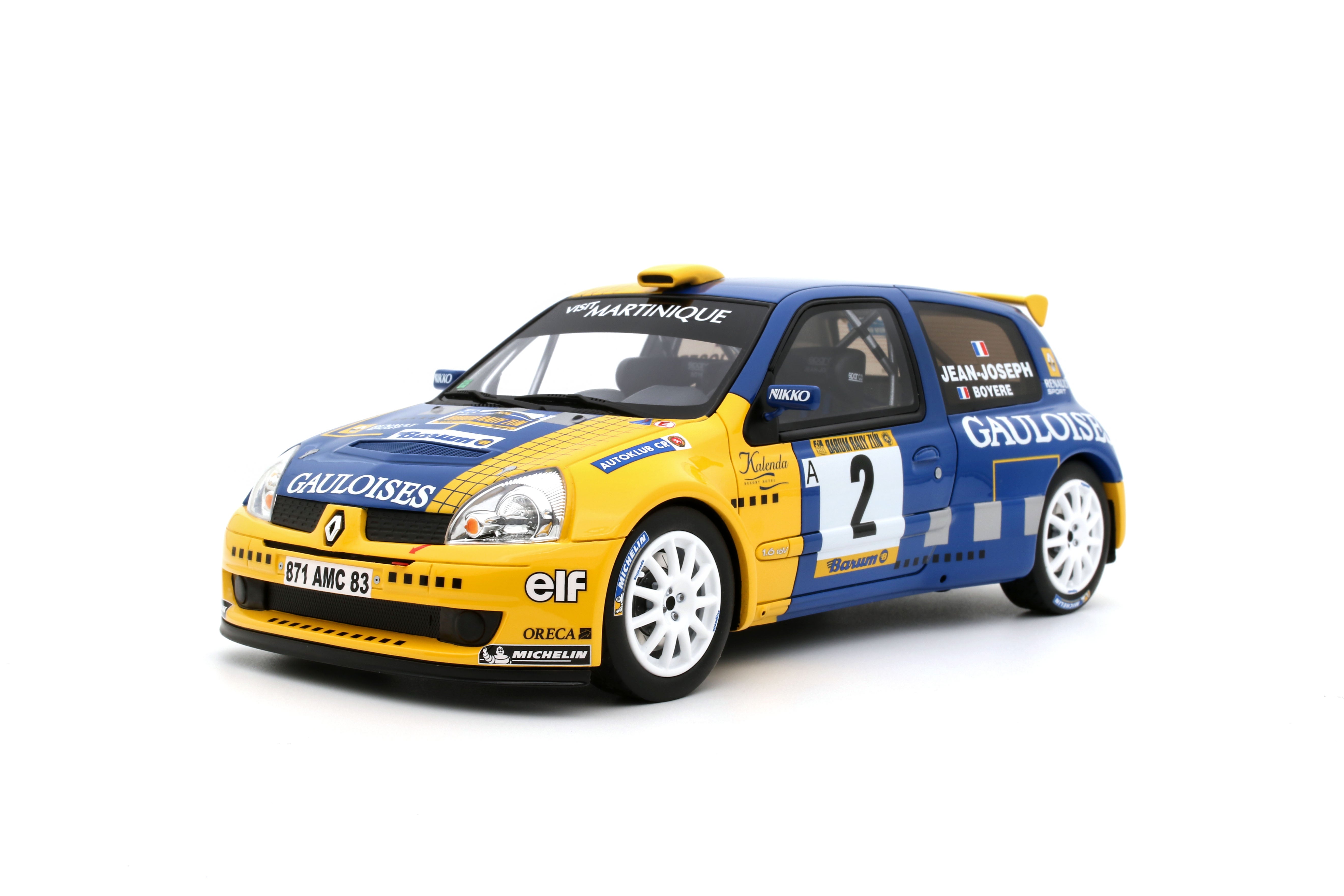 OTTO 1:18 Scale Resin - Renault Clio S1600, Barun Rally Zlin 2004  - Blue/Yellow - OT1152