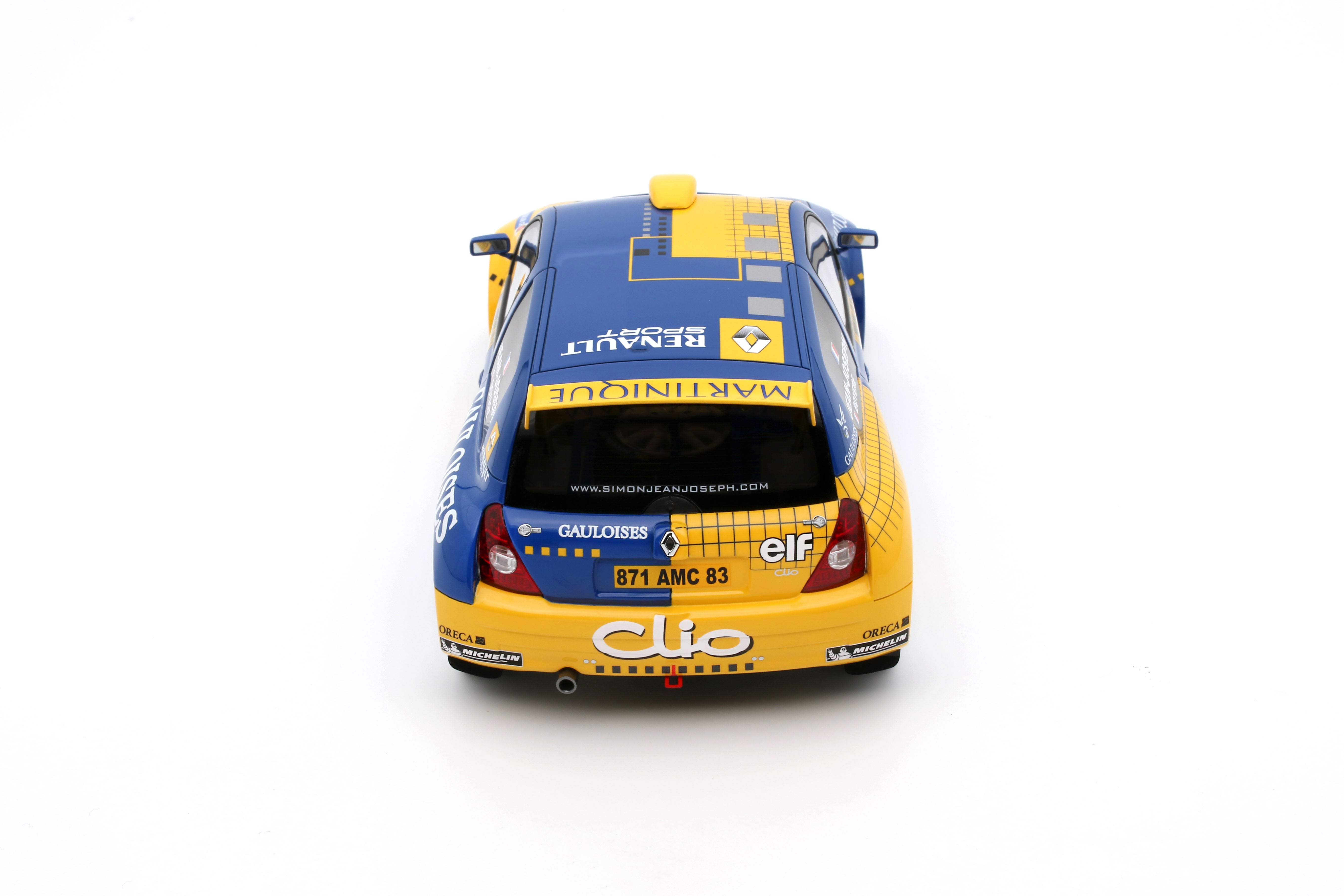 OTTO 1:18 Scale Resin - Renault Clio S1600, Barun Rally Zlin 2004  - Blue/Yellow - OT1152