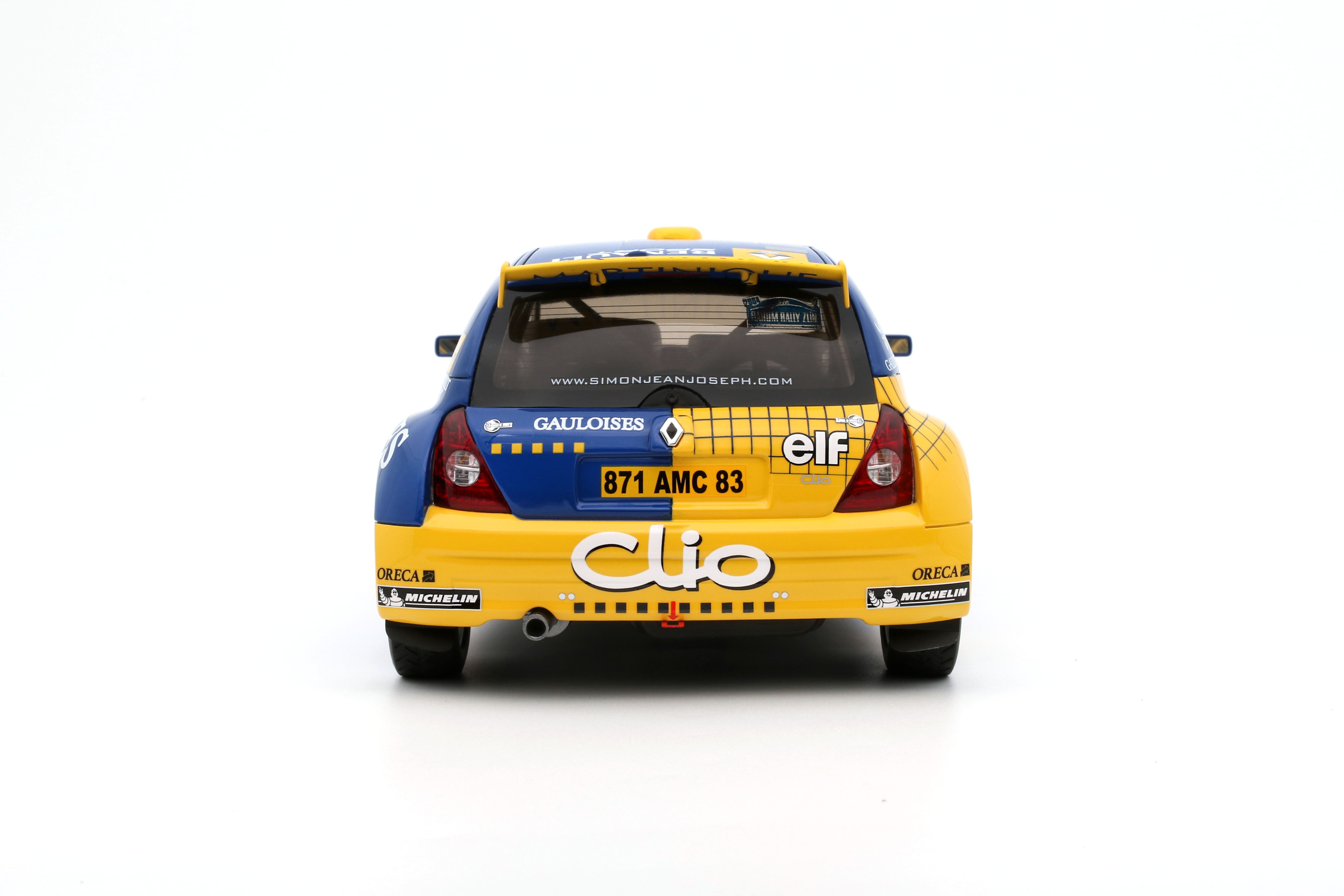 OTTO 1:18 Scale Resin - Renault Clio S1600, Barun Rally Zlin 2004  - Blue/Yellow - OT1152