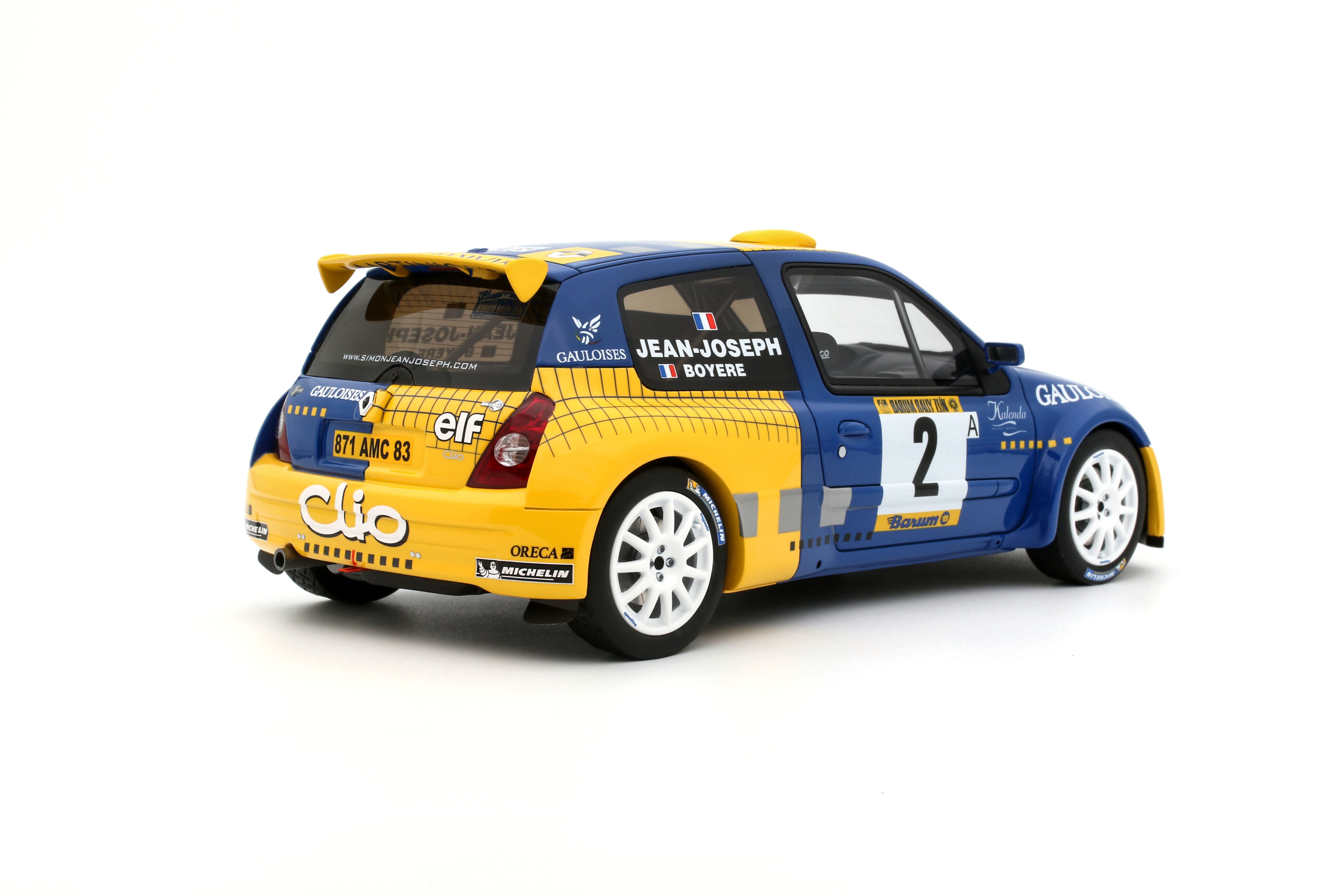 OTTO 1:18 Scale Resin - Renault Clio S1600, Barun Rally Zlin 2004  - Blue/Yellow - OT1152