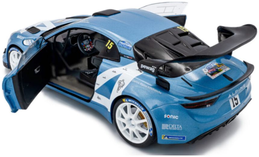 Solido 1:18 Diecast - Alpine A110 RGT N 15 RALLY MONT BLANC 2024 RAPHAEL ASTIER - DENIS GIRAUDET, Blue - S1801631
