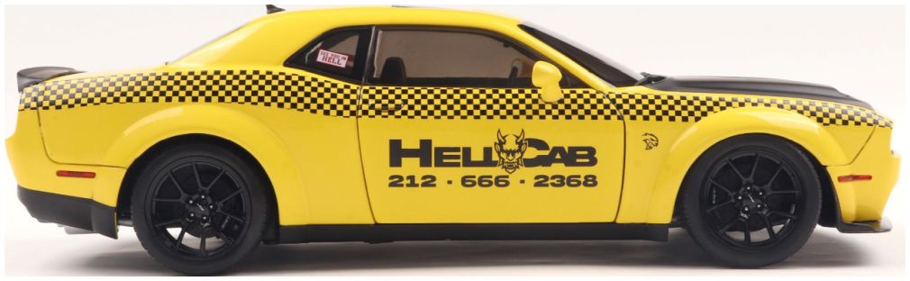 SOLIDO 1:18 Scale Diecast Model Car - 2023 DODGE CHALLENGER SRT HELLCAT REDEYE WIDEBODY NYC HELLCAB  - Yellow/Black - S1805716