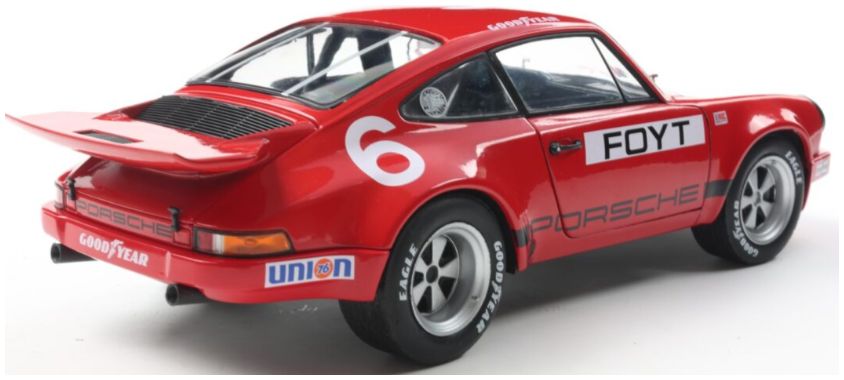 SOLIDO 1:18 Scale - 1974 Porsche 911 IROC N.6 FOYT IROC Daytona , Red - S1810704
