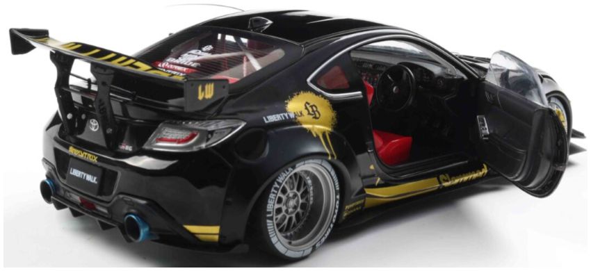 SOLIDO 1:18 Scale - 2024 Toyota GR86 Liberty Walk Body Kit, Black and Gold - S1813603