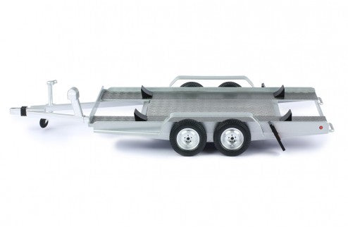 IXO 1:18 DIECAST TWIN 2 AXLE AUTOTRAILER/RALLY CAR TRAILER SILVER TRL005-18