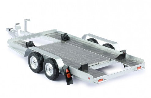 IXO 1:18 DIECAST TWIN 2 AXLE AUTOTRAILER/RALLY CAR TRAILER SILVER TRL005-18