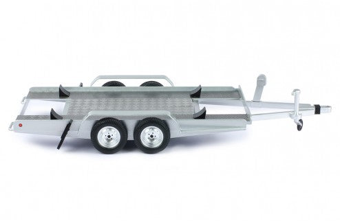 IXO 1:18 DIECAST TWIN 2 AXLE AUTOTRAILER/RALLY CAR TRAILER SILVER TRL005-18