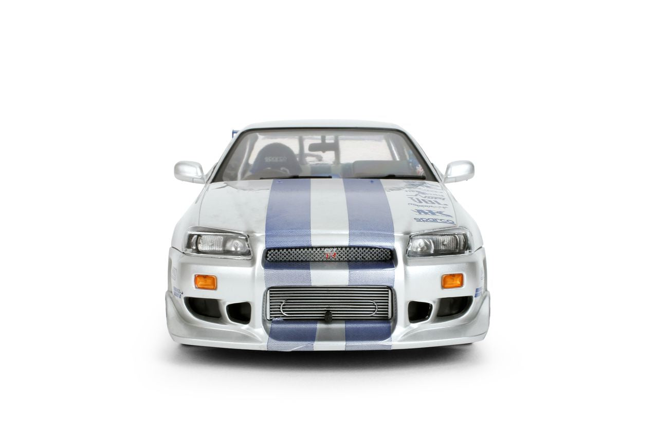 Jada Diecast - 1:18 Brian's Nissan Skyline GT-R (BNR34) "Fast & Furious" Silver/Blue- 37771