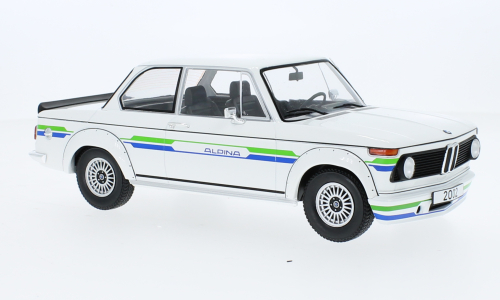 MCG 1:18 Scale Diecast Model Car - 1973 BMW 2002 Alpina, White - MCG18409R