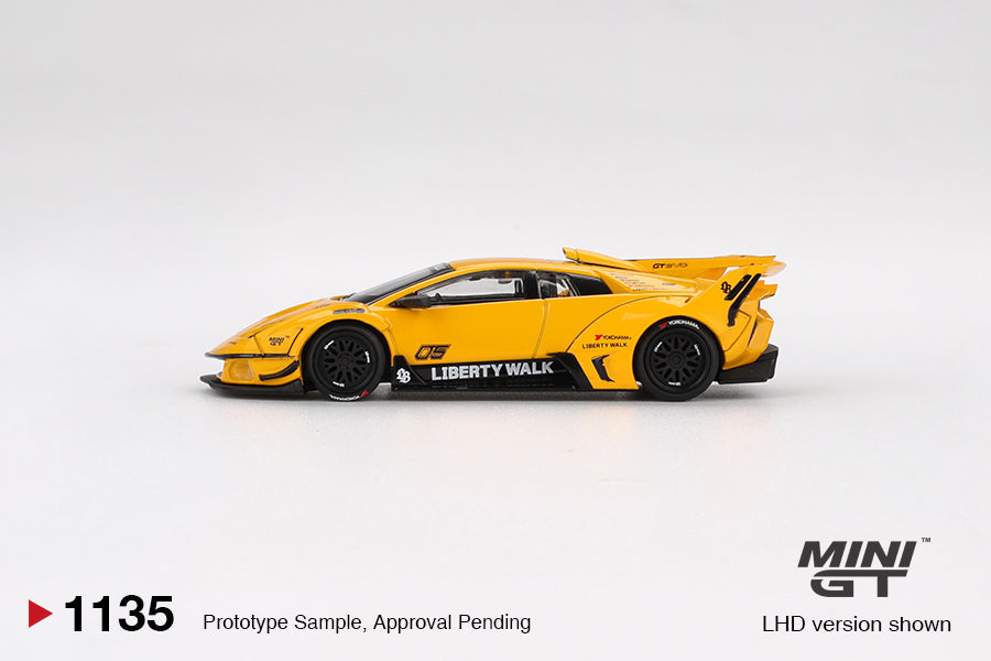 Mini GT 1:64 Diecast - Lamborghini LB-Silhouette Works Murcielago GT EVO, RHD, Yellow - MGT01135-R