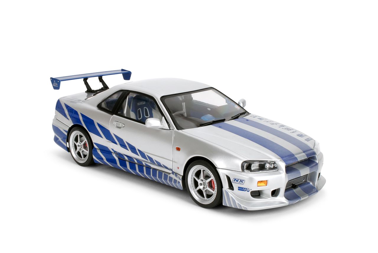 Jada Diecast - 1:18 Brian's Nissan Skyline GT-R (BNR34) "Fast & Furious" Silver/Blue- 37771