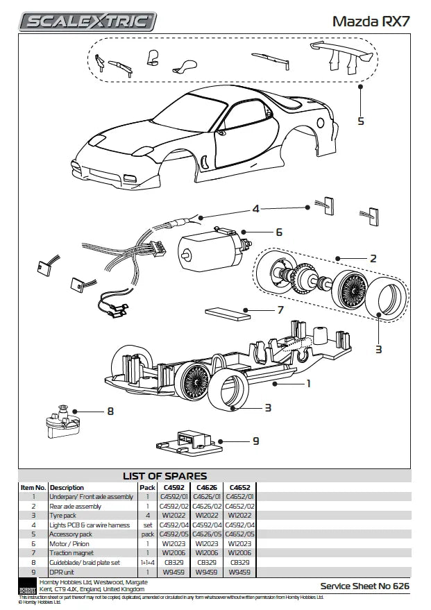 Scalextric 1:32 Scale - Mazda RX7 - The Fast And The Furious, Red - C4592