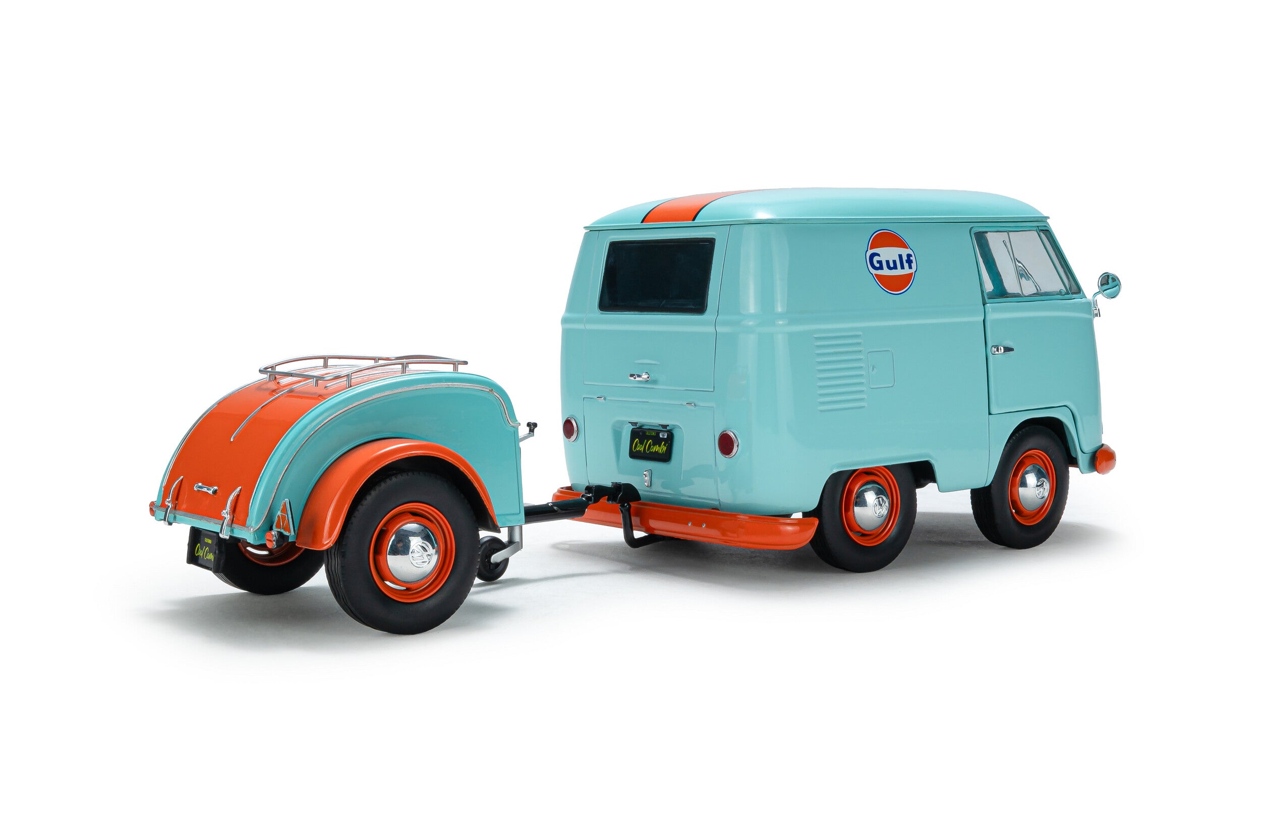 SOLIDO 1:18 Scale - 2024 Volkswagen VW Cool Combi Gulf Oil Tribute, Mint Green and Orange - S1810908
