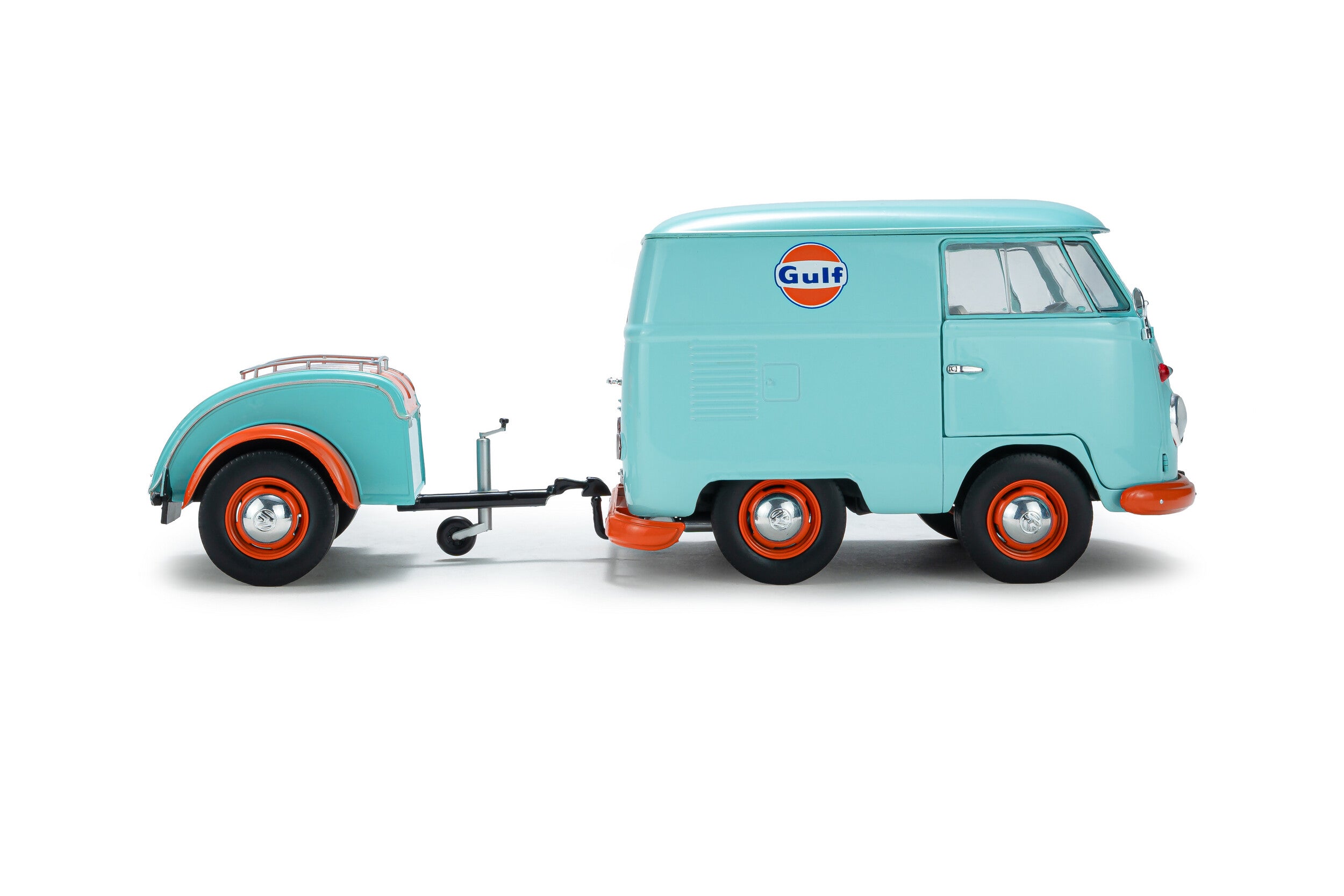 SOLIDO 1:18 Scale - 2024 Volkswagen VW Cool Combi Gulf Oil Tribute, Mint Green and Orange - S1810908