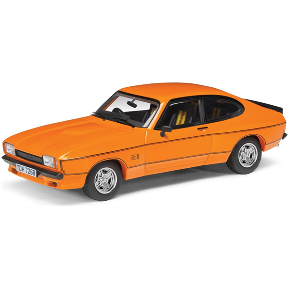 Corgi 1:43 Diecast Model Car - 1977 Ford Capri Mk2 X-Pack, Signal Orange, VA15402