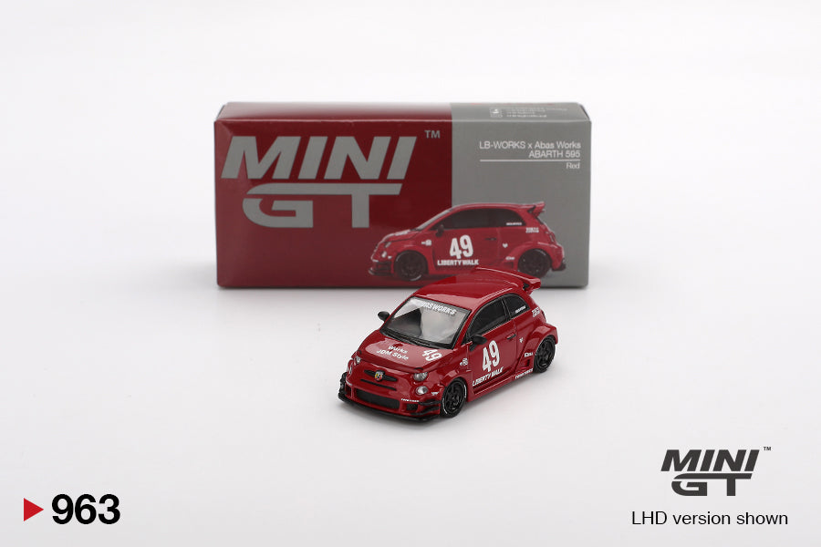 Mini GT 1:64 Diecast - FIAT ABARTH 595 LB-WORKS X ABAS WORKS, RED (RHD) - MGT00963-R