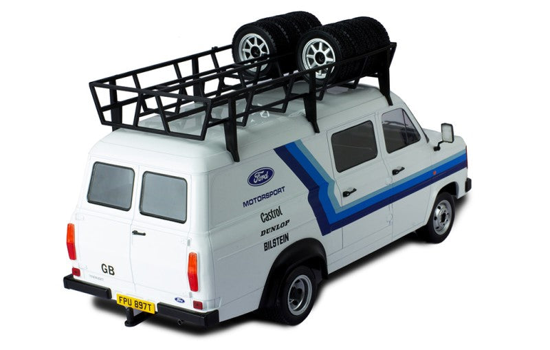 IXO 1:18 Scale Diecast FORD TRANSIT MK 2 Team Ford with roof rack + accessories