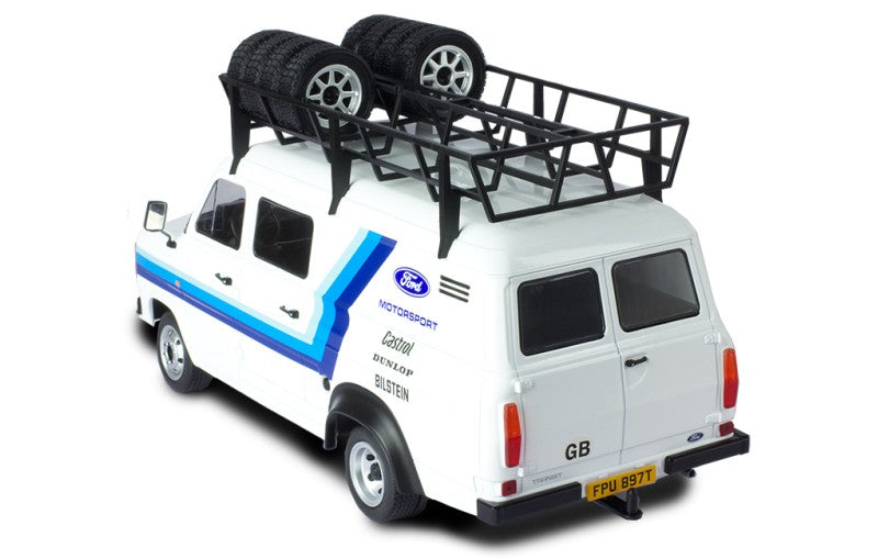 IXO 1:18 Scale Diecast FORD TRANSIT MK 2 Team Ford with roof rack + accessories