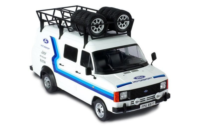 IXO 1:18 Scale Diecast FORD TRANSIT MK 2 Team Ford with roof rack + accessories