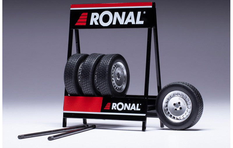 IXO 1:18 Scale Ronal Turbo, Matt Chrome, Set of 4 WHEELS with Tyres, A