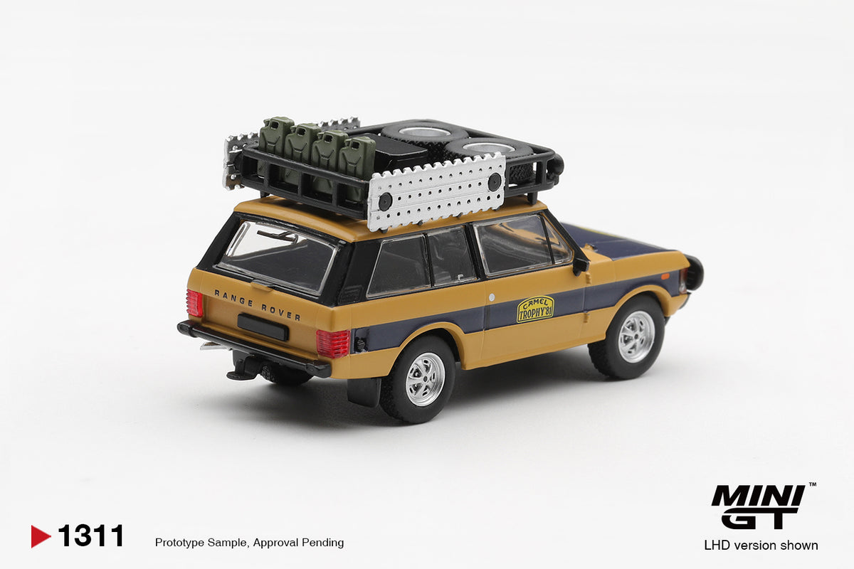 Mini GT 1:64 Diecast - RANGE ROVER 1981 CAMEL TROPHY SUMATRA N.SUDMANN AND F.HOFMANN (LHD), Yellow - MGT01311-L