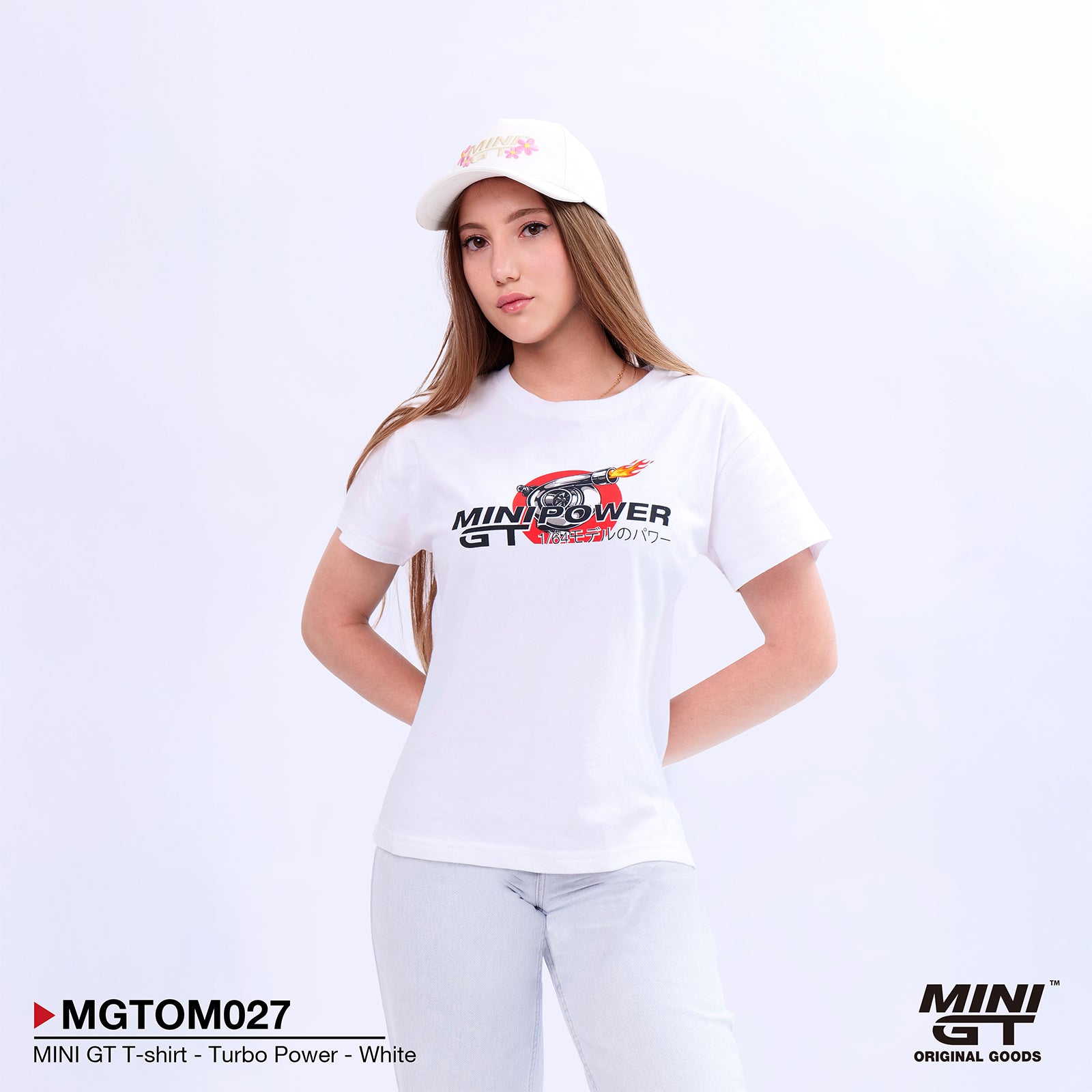MINI GT CAP - WHITE WITH PINK FLORAL LOGO - MGTOM038