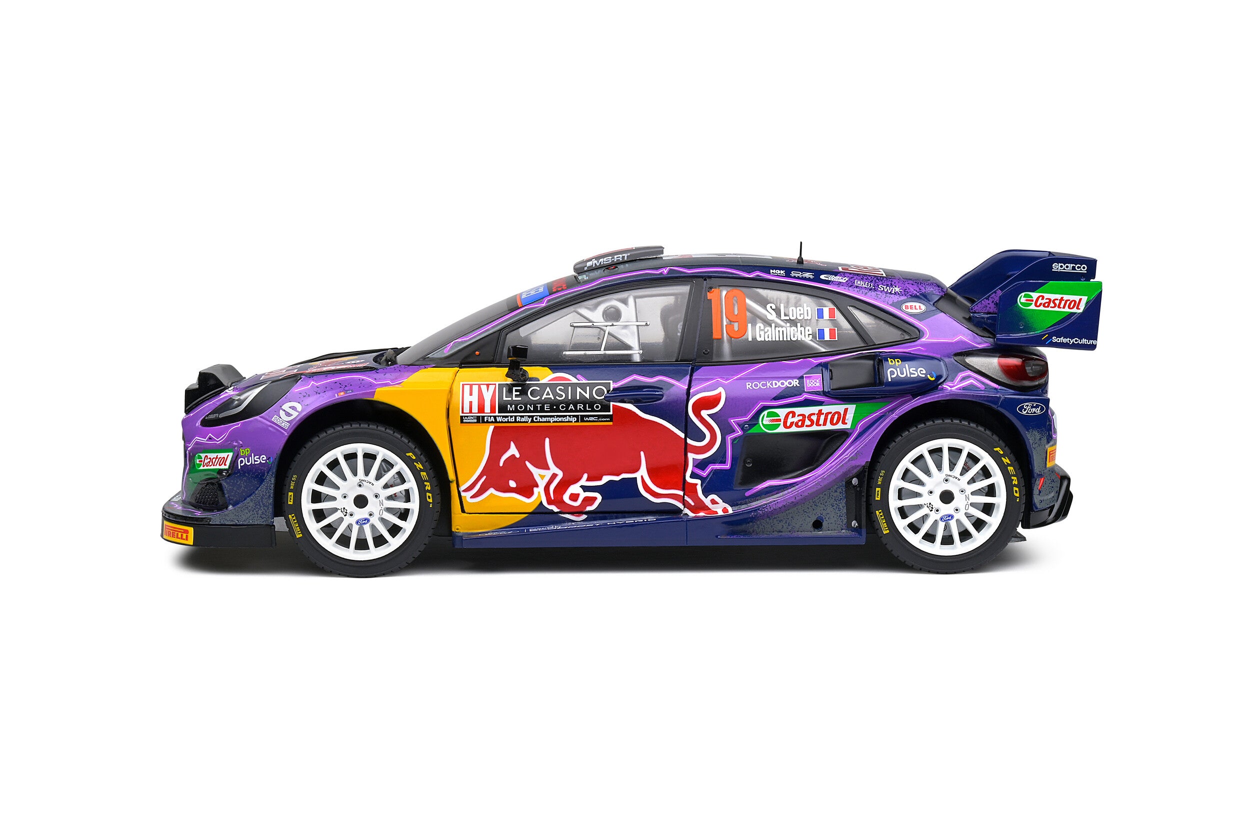 SOLIDO 1:18 Scale Ford Puma Rally1 Hybrid Purple Rallye Monte Carlo 2022