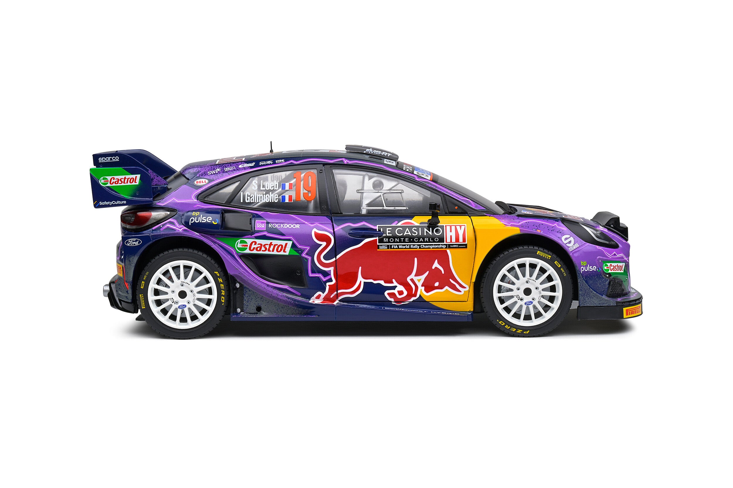 SOLIDO 1:18 Scale Ford Puma Rally1 Hybrid Purple Rallye Monte Carlo 2022