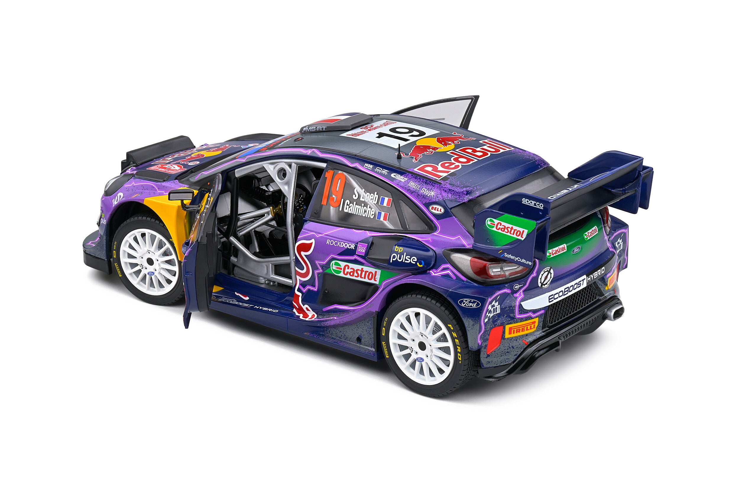 SOLIDO 1:18 Scale Ford Puma Rally1 Hybrid Purple Rallye Monte Carlo 2022