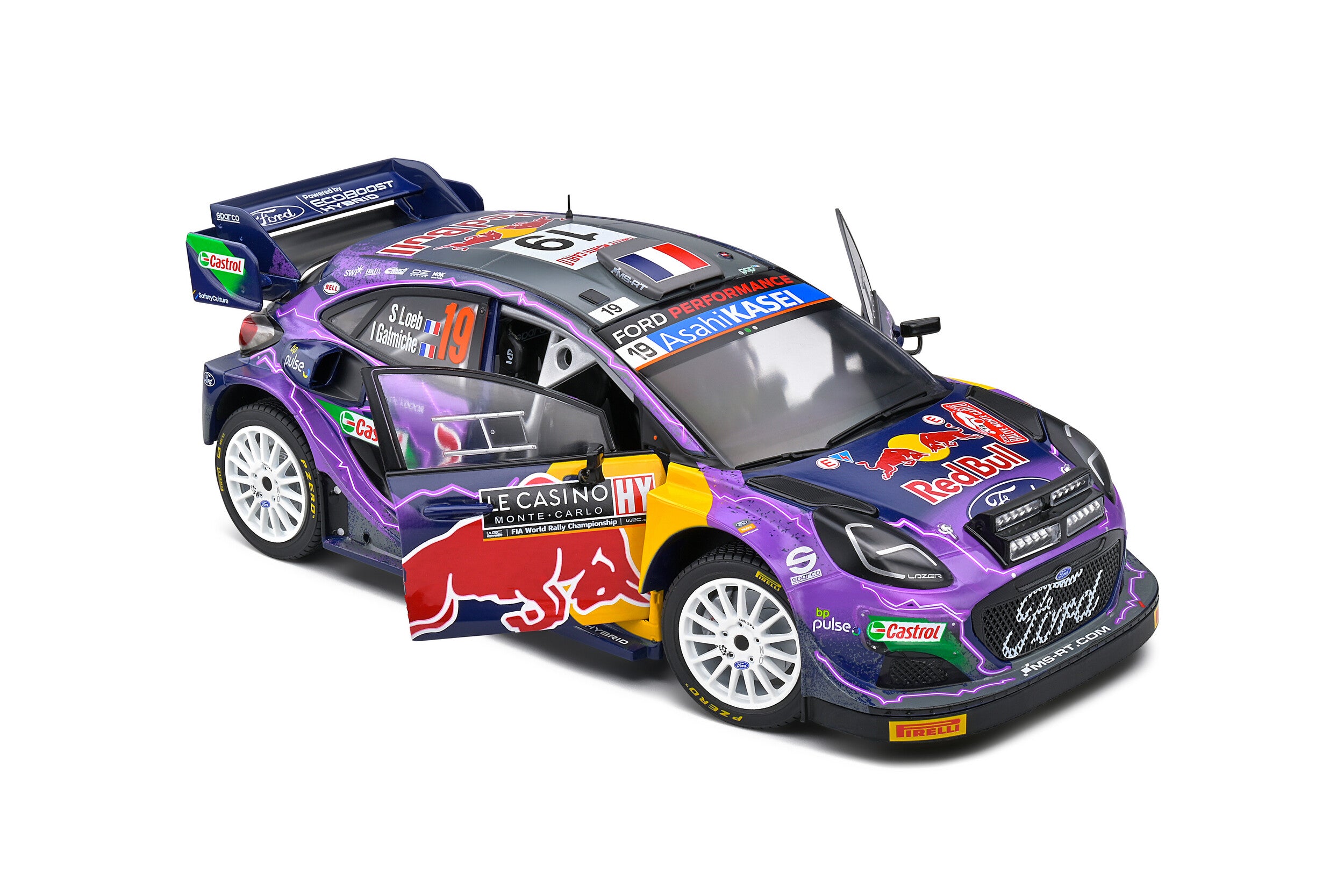 SOLIDO 1:18 Scale Ford Puma Rally1 Hybrid Purple Rallye Monte Carlo 2022