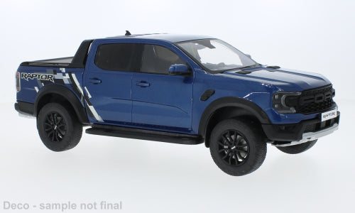 MCG 1:18 Scale Diecast Model Car -  2023 Ford Ranger Raptor, Metallic Blue