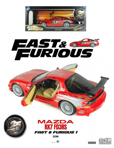 Solido Diecast - 1:18 Dom's Mazda RX7 FD3RS "Fast and Furious" Red - S1810610A