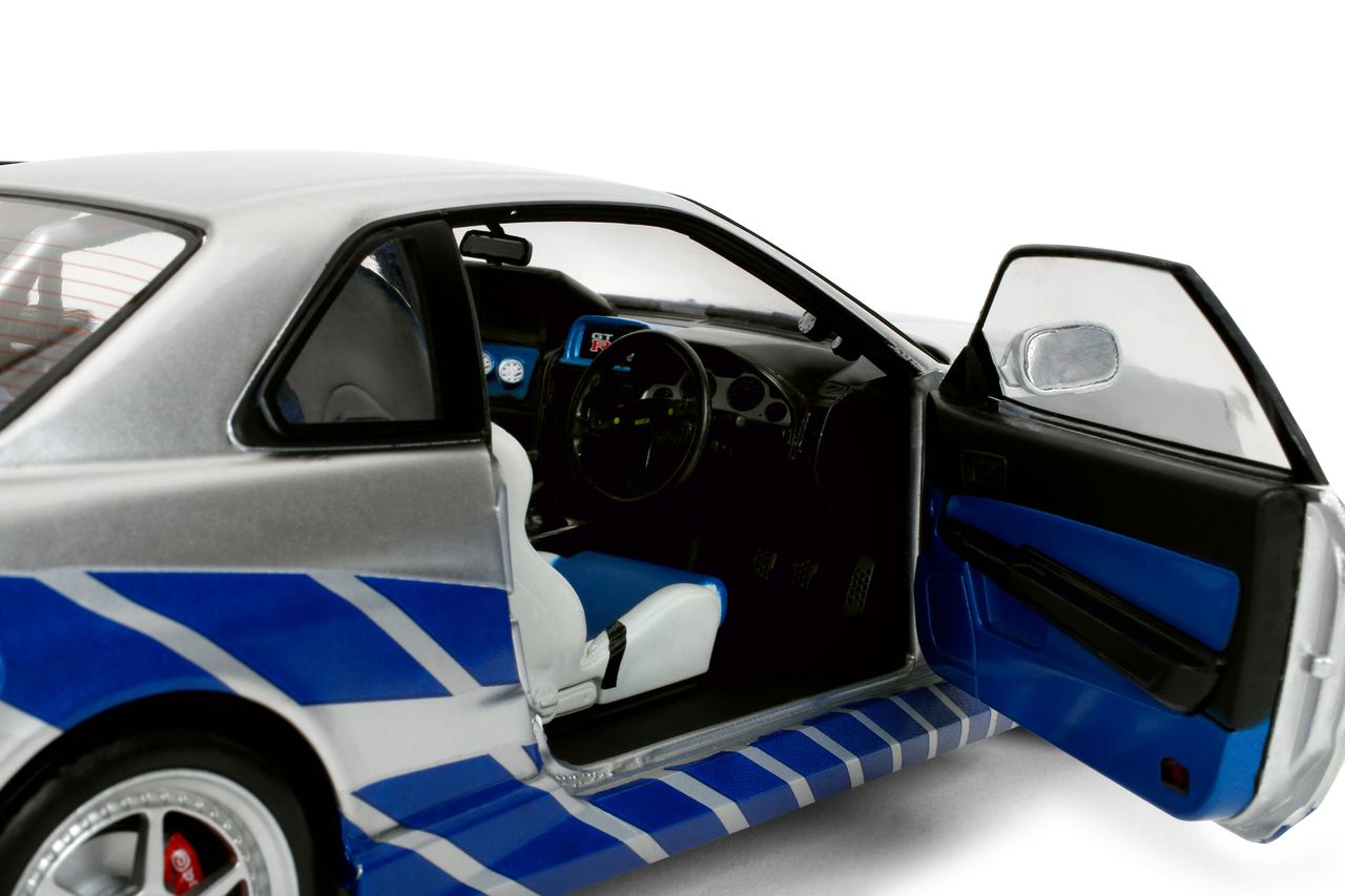 Jada Diecast - 1:18 Brian's Nissan Skyline GT-R (BNR34) "Fast & Furious" Silver/Blue- 37771