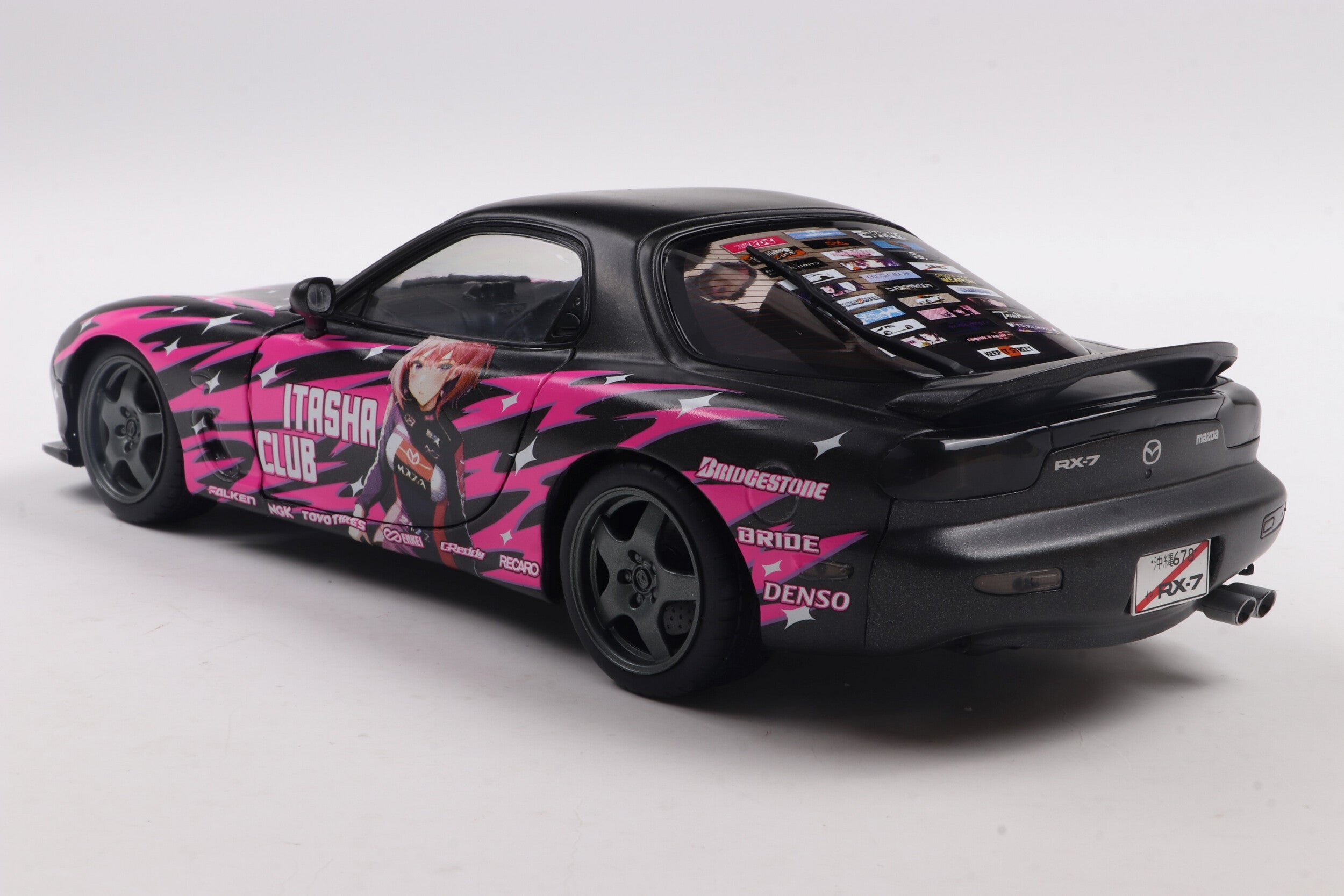 Solido 1:18 Diecast - Mazda RX7 FD3RS Solido Works Itasha, Black/Pink - S1810605
